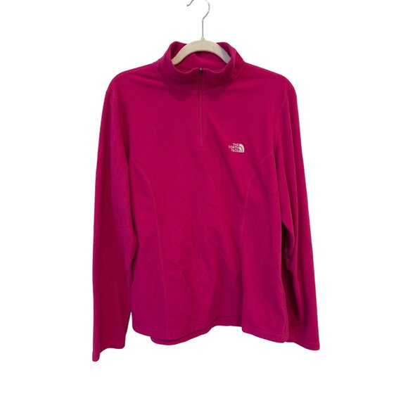 The North Face 1/4 Fleece Pullover Size XL Long Sleeve Bright Pink Cozy Relaxed - Picture 1 of 9